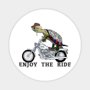 Enjoy the Ride, Turtle on Motorcycle Magnet